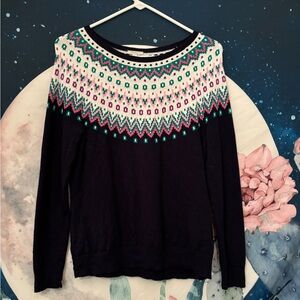 Talbots navy blue patterned sweater